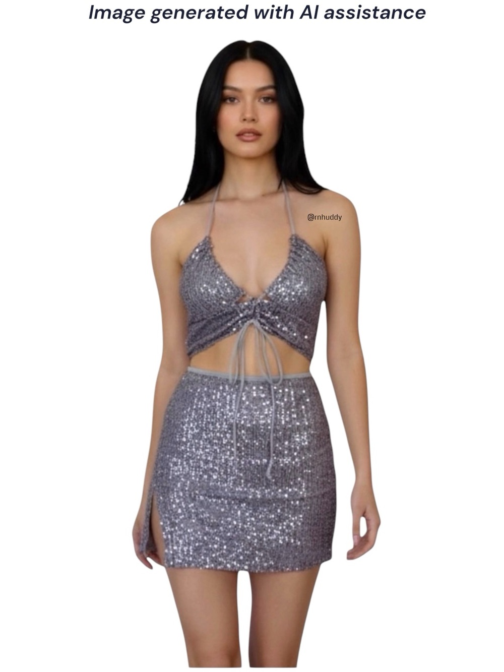 Motel M glitz n glam sequin halter & skirt set